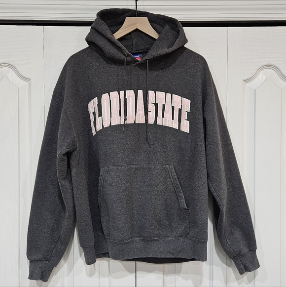 FLORIDA STATE UNIV Champion Hoodie Size Large - Gray Light Pink White - Picture 2 of 6